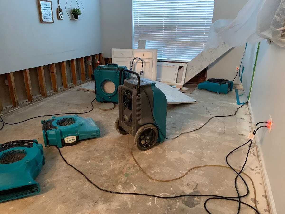 Dehumidifier in flood-cut room for Water Damage Restoration in Ewa Gentry
